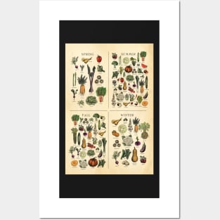 American Midwest Seasonal Fruit and Vegetable chart Posters and Art